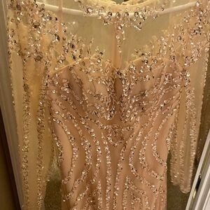 Elegant Sequin Embellished Dress - Cream